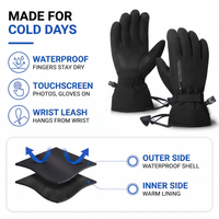Waterproof Ski Gloves - Touchscreen - Adjustable Wrist Strap