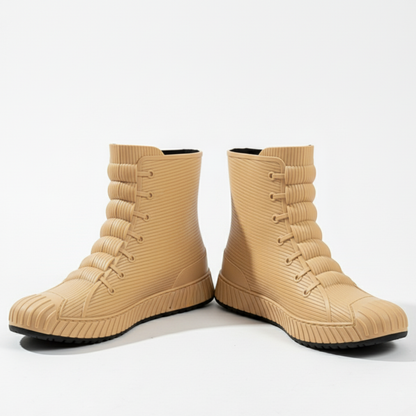 Women's Rain Boots - Waterproof Sneaker-Style Ankle Boots - Non-Slip Sole