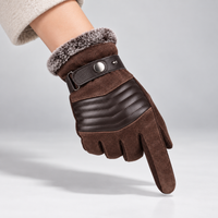 Mens Winter Gloves - Lined Touchscreen Gloves - Adjustable Snap Strap