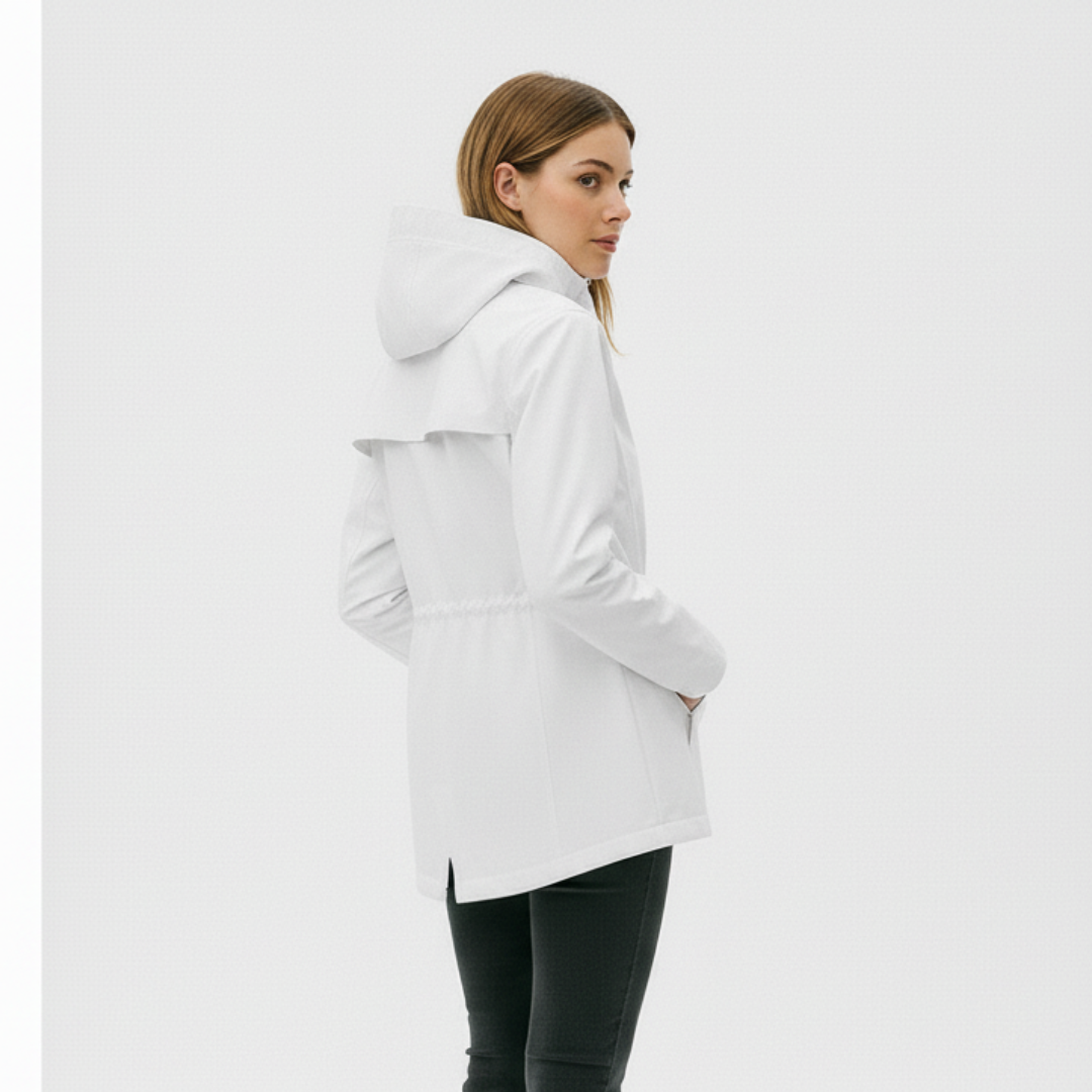 Women's Raincoat with Hood - Long Waterproof & Windproof - Lightweight