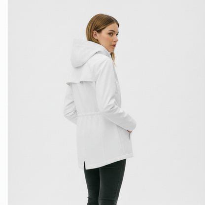 Women's Raincoat with Hood - Long Waterproof & Windproof - Lightweight