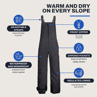 Snow Bibs - Waterproof & Windproof Insulated Ski Bibs - Men's & Women's