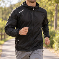 Windbreaker for Men - Reflective Hooded Running Jacket - Water-Repellent