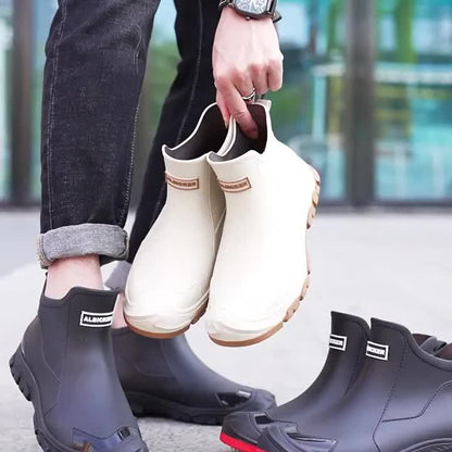 Ankle Rain Boots - Waterproof Slip-On Chelsea Boot - Non-Slip Lug Sole