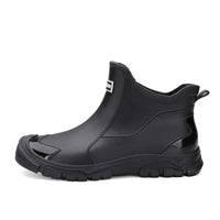 Men's Rubber Rain Boots - Waterproof Ankle Height - Easy Slip-On