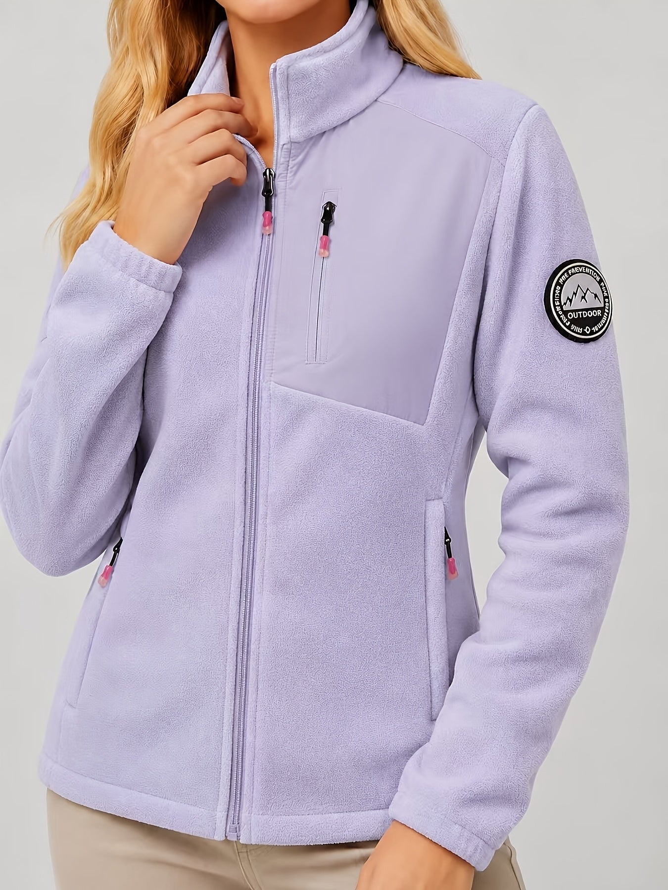 Fleecejacke Damen - Stehkragen mit Reißverschluss - Drei Reißverschlusstaschen