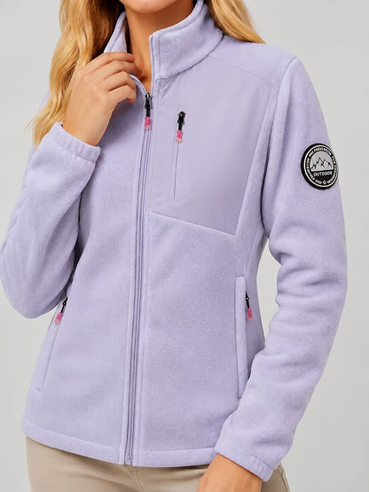 Fleecejacke Damen - Stehkragen mit Reißverschluss - Drei Reißverschlusstaschen