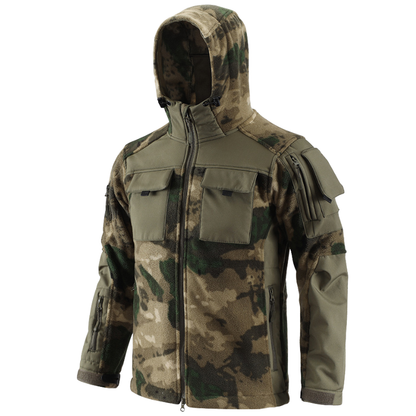 Men's Fleece Jacket - Hooded Tactical Softshell - Camo & Solid Colors
