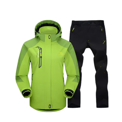 Women's Softshell Jacket & Pants Set - Windproof & Water-Repellent - Hooded