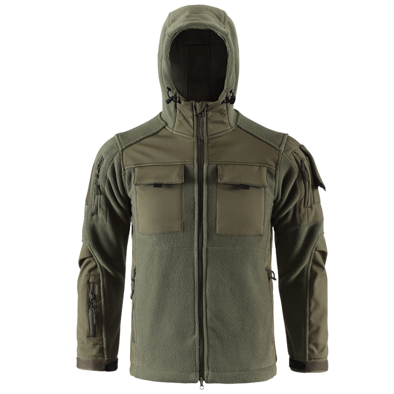 Men's Fleece Jacket - Hooded Tactical Softshell - Camo & Solid Colors