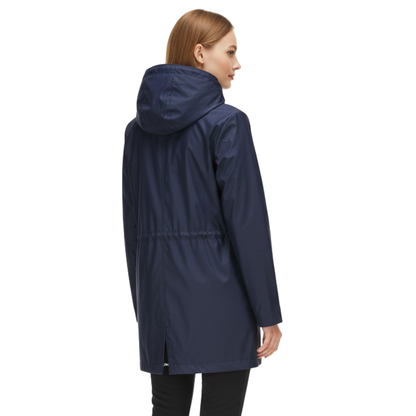 Women's Raincoat with Hood - Waterproof & Lightweight - Adjustable Waist