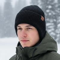 Beanie with Ear Flaps - Fleece-Lined Winter Knit Hat - Unisex