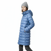 Women's Long Winter Coat - Waterproof & Windproof Down - Lightweight with Hood