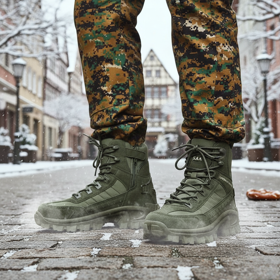 Men's Winter Boots - Tactical-Style Warm Lined - Non-Slip Grip Sole