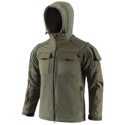Men's Fleece Jacket - Hooded Tactical Softshell - Camo & Solid Colors