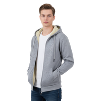 Men's Fleece Jacket with Hood - Sherpa Lined & Windproof - Full Zip