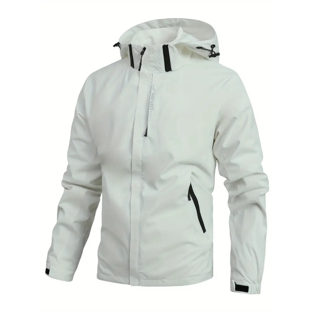 Men's Rain Jacket - Waterproof with Sealed Seams - Adjustable Hood