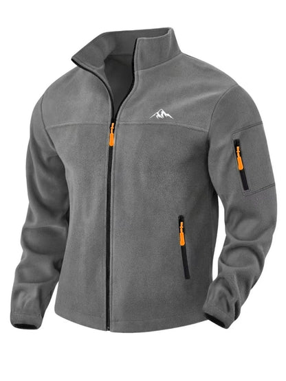 Fleecejacke Herren rostbraun mit Stehkragen und Reißverschluss