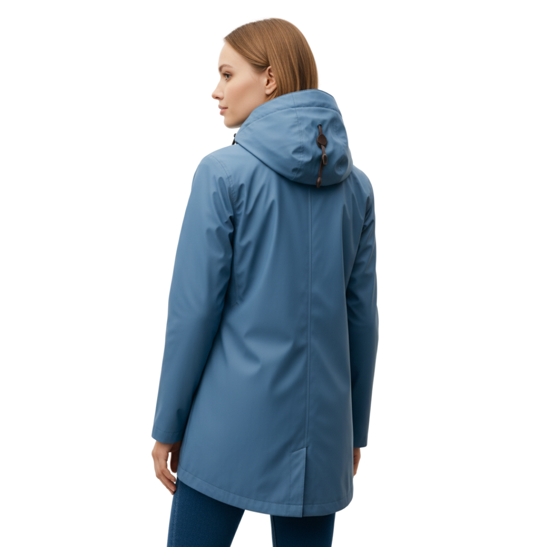 Women's Raincoat with Hood - Long Waterproof & Windproof - Lightweight