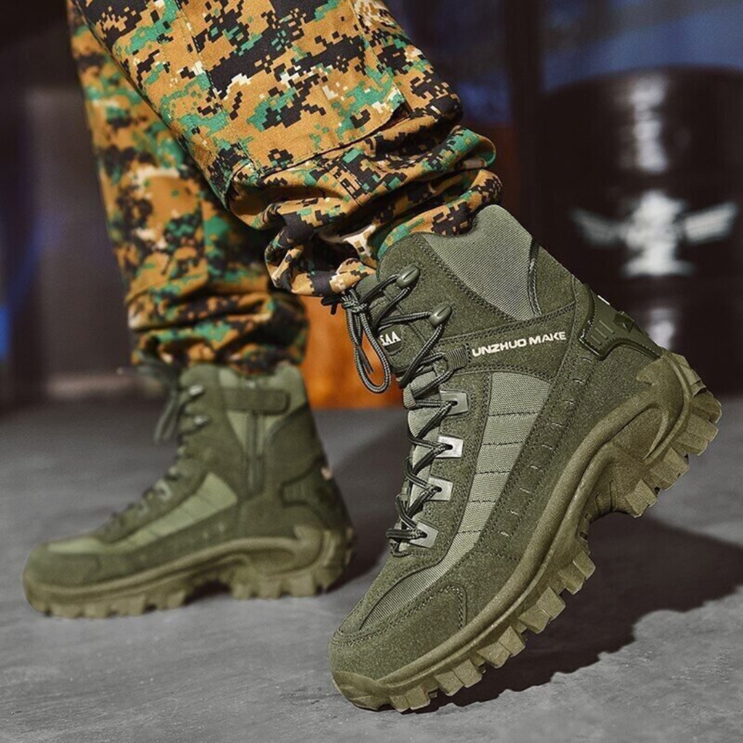 Men's Winter Boots - Tactical-Style Warm Lined - Non-Slip Grip Sole