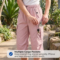 Women's Cargo Capri – Elastic Drawstring Waistband - Shorts