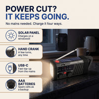 Wind Up Radio with Torch - Hand Crank & Solar Emergency Radio - SOS Alarm