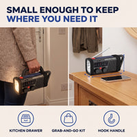 Wind Up Radio with Torch - Hand Crank & Solar Emergency Radio - SOS Alarm
