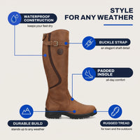 Riding Boots - Waterproof Tall Boots for Women & Men - Buckle Strap
