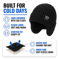 Winter Beanie with Ear Flaps - Fleece-Lined - Men's