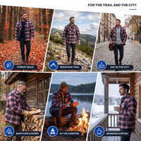 Flannel Jacket for Men - Quilted Lined Plaid Shirt Jacket - Snap Front