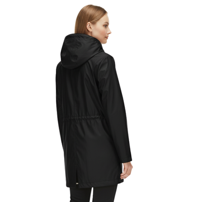 Women's Raincoat with Hood - Waterproof & Lightweight - Adjustable Waist