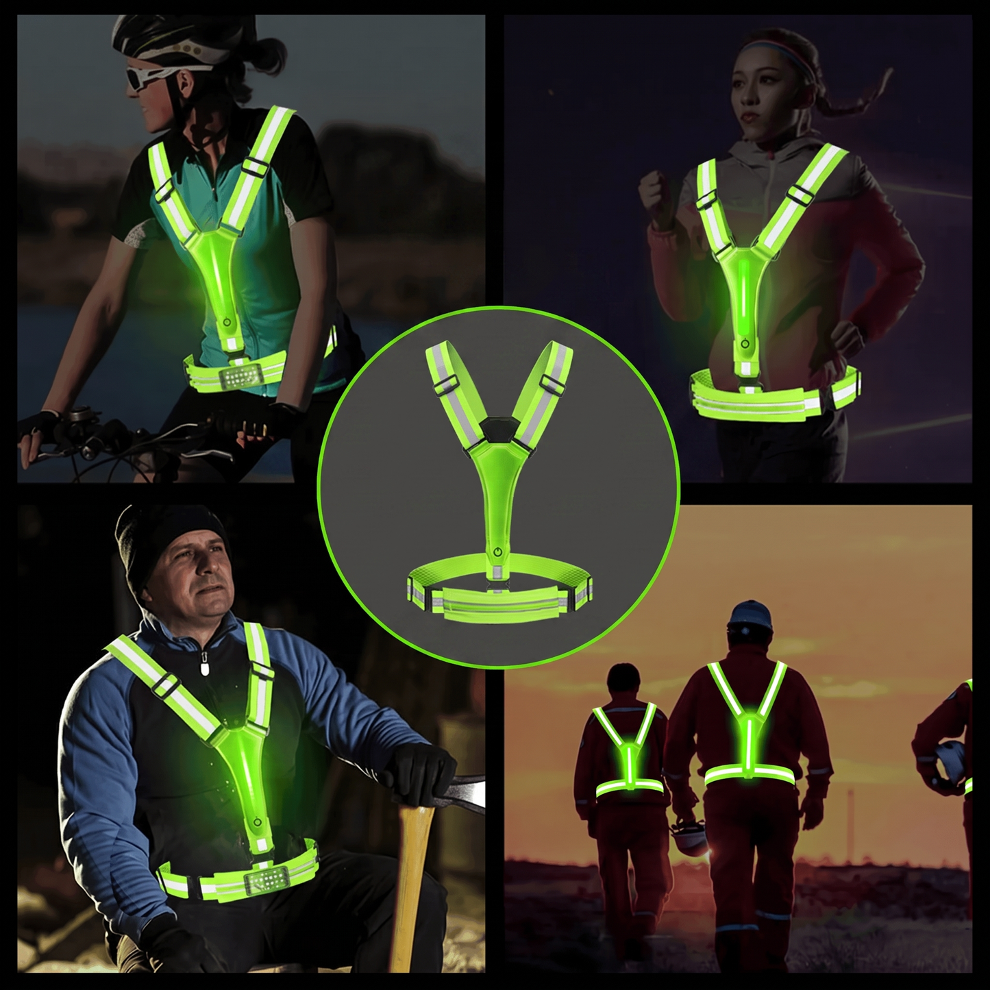 Running Safety Vest - LED Light Up & USB Rechargeable - Reflective for Night Runs & Rides
