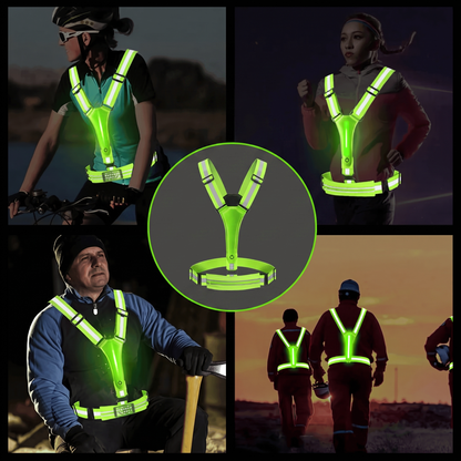 Running Safety Vest - LED Light Up & USB Rechargeable - Reflective for Night Runs & Rides