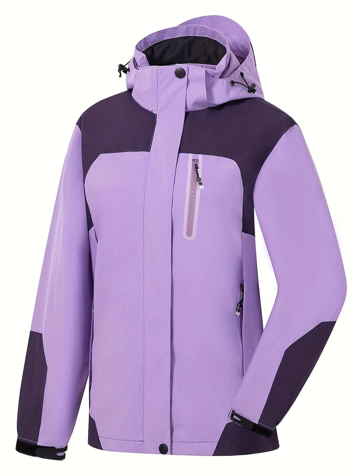 Women's Waterproof Jacket with Hood - 5,000 mm Rain Protection - Windproof & Lined
