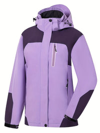 Women's Waterproof Jacket with Hood - 5,000 mm Rain Protection - Windproof & Lined