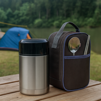 Food Thermos - Stainless Steel - with Utensils and Carry Bag