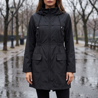 Women's Rain Jacket with Hood - Lightweight & Water-Repellent - Tailored Fit