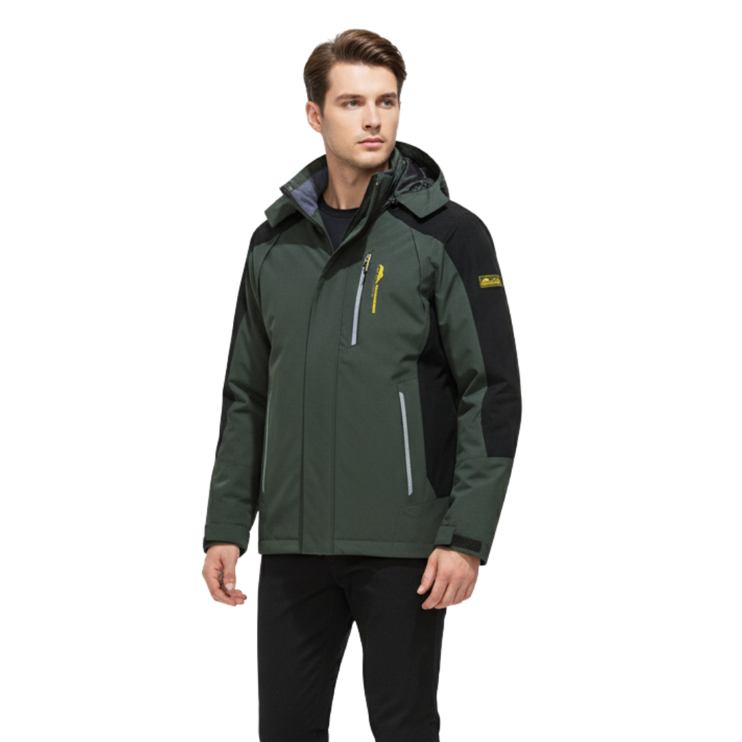 Men's Waterproof Rain Jacket - Windproof Shell - Removable Hood