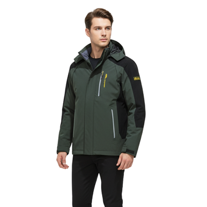 Men's Waterproof Rain Jacket - Windproof Shell - Removable Hood