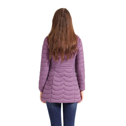 Women's Long Puffer Coat - Detachable Hood - Ultralight Quilted