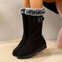 Women's Mid-Calf Winter Boots - Fur Collar - Waterproof