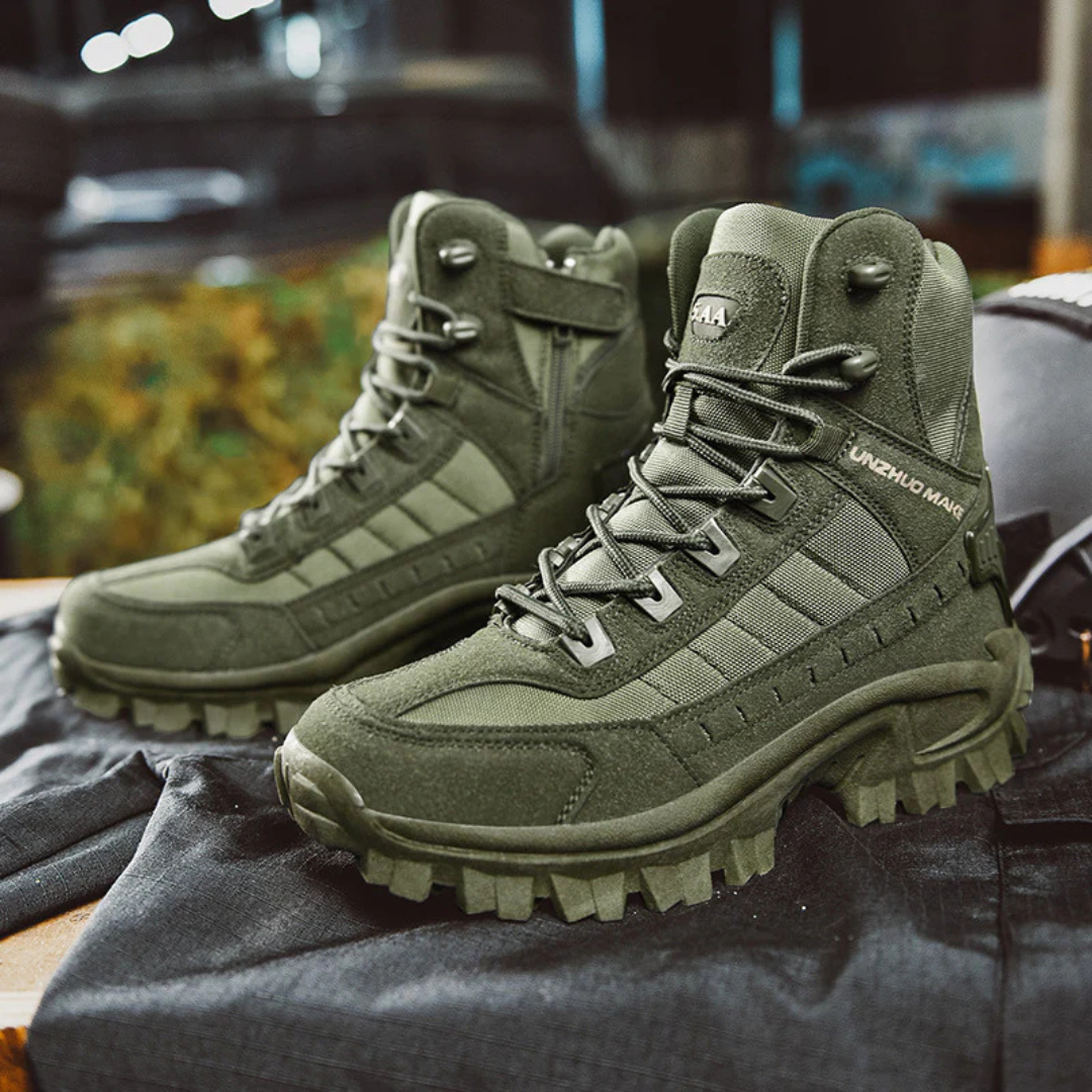 Men's Winter Boots - Tactical-Style Warm Lined - Non-Slip Grip Sole