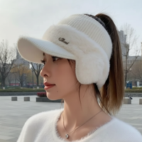Winter Beanie - Built-In Ear Warmers - Ponytail Opening