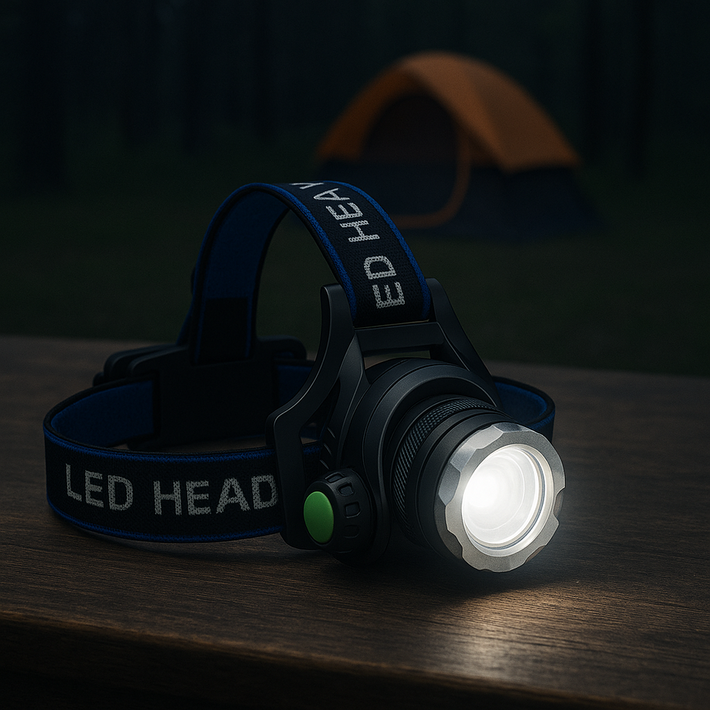 Rechargeable Headlamp - 1000 Lumen LED with Zoom - 90° Tilting Head