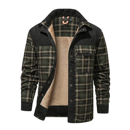 Flanell Jacke Herren kariert mit Fleecefutter und Taschen