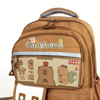 Kids Backpack - Capybara Print - Lightweight, 3 Compartments