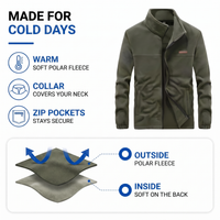 Men's Fleece Jacket - Stand Collar - Full Zip