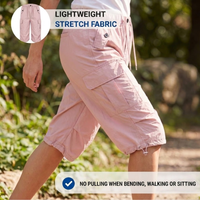 Women's Cargo Capri – Elastic Drawstring Waistband - Shorts