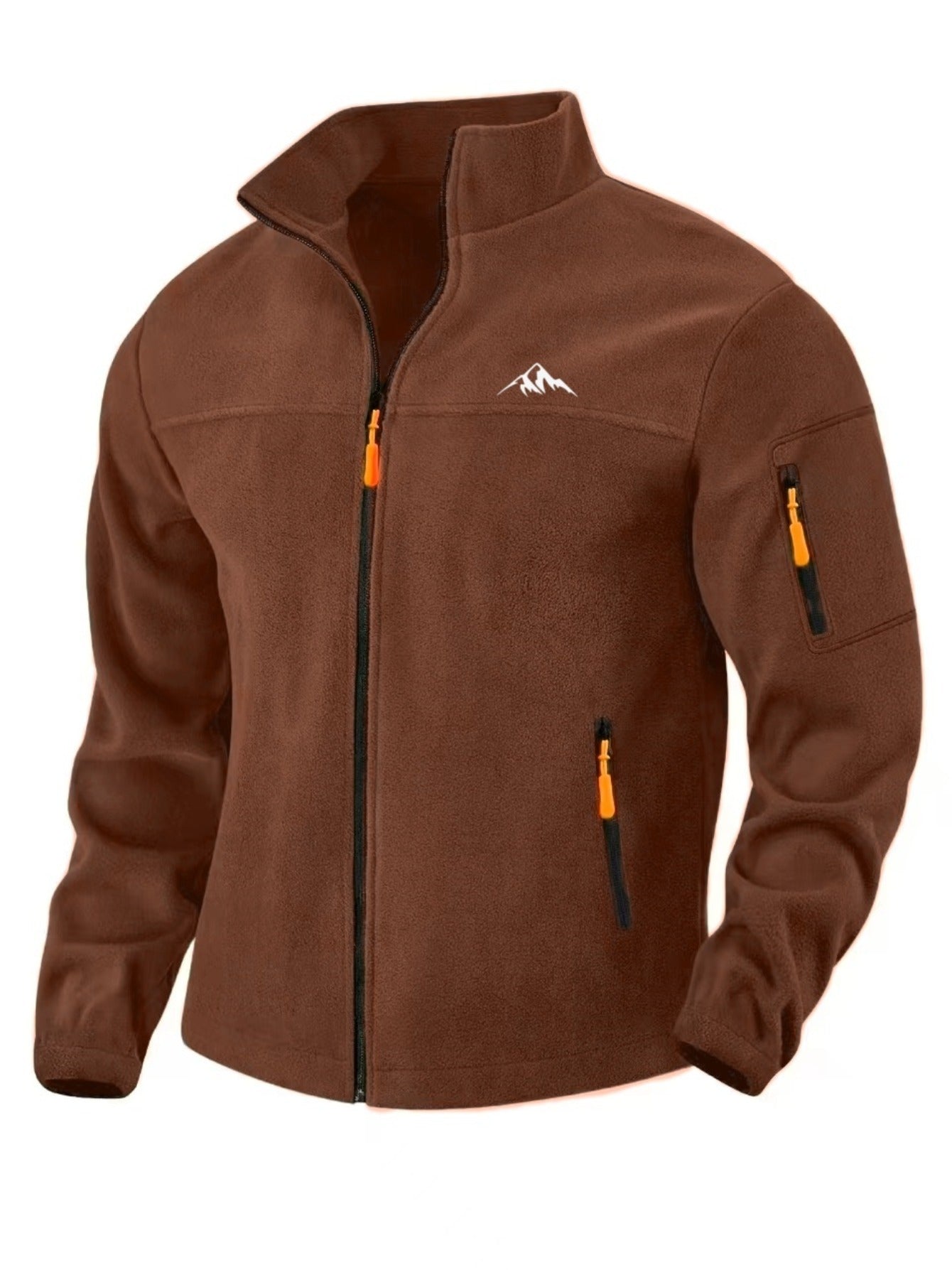 Fleecejacke Herren rostbraun mit Stehkragen und Reißverschluss