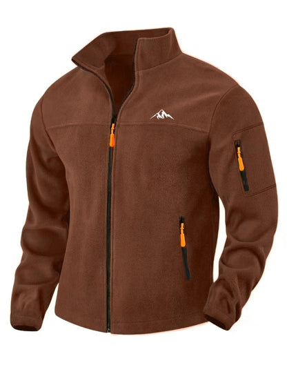 Fleecejacke Herren rostbraun mit Stehkragen und Reißverschluss